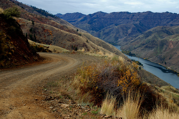 The famous Kleinschmidt Grade, Hells Canyon, Idaho side of (Muted) Snake River