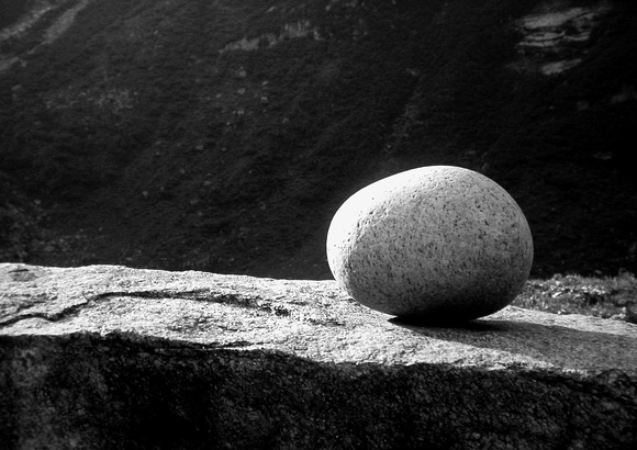 "Alpine Egg Stone," form in granite, emerging out of movement